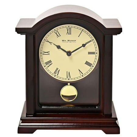 Wm. Widdop Dark Walnut Finish Broken Arch Pendulum Clock