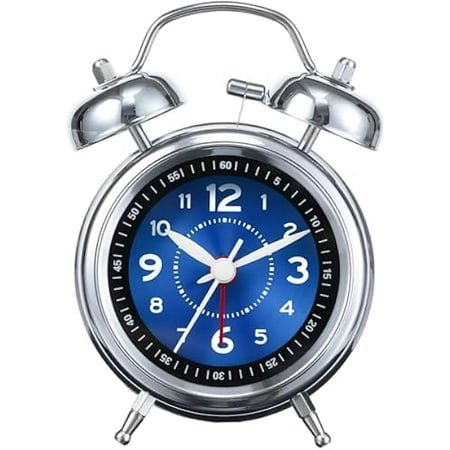 wonima99 Loud Alarm Clock for Heavy Deep Sleepers,3 Inches Analog Metal Twin Bell Clocks Battery Operated with Backlight for Bedroom Bseide, Old Fashioned for Desk Home Decoration (Blue)