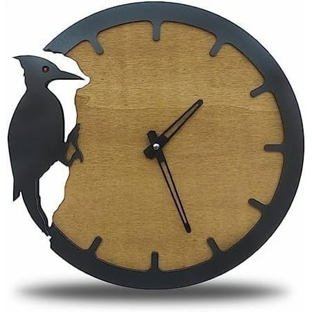 Woodpecker Wall Clock, Modern Home Decor, Animal Wall Clock, Wooden Wall Clock, Clocks for Living Room Decor (12 inches)