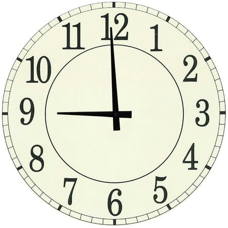 Wood Wall Clock 12 Inch Basic Cream Ivory Large Numbers Round Small Battery Operated Wall Art