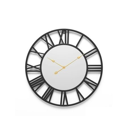 Wrought Iron Wall Clock Living Room Porch Mute Wall Clock Round Wrought Iron Mirror Clock European Style