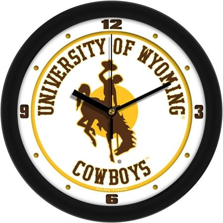 Wyoming Cowboys 11.5'' Suntime Premium Glass Face Traditional Logo Wall Clock