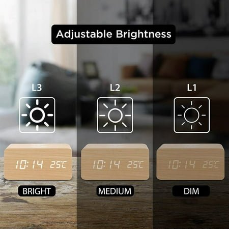 Xinyolin Retro Home Desk Mute LED Digital Wireless Charging Sound Control Alarm Clock