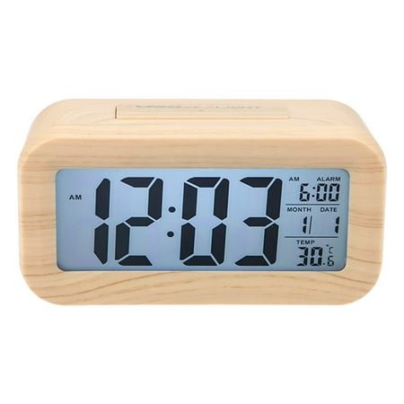 yaaqii Students Use Smart Alarm Clock Automatic Luminous Wood Grain Smart Alarm Clock