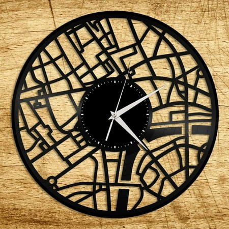 YanGxx London Map Vinyl Wall Clock City Skyline Vintage Home Living Room Decoration Vintage Design Office Bar Room Home Decor