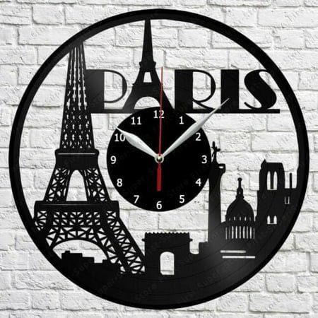 YanGxx Paris Vinyl Record Wall Clock Art Decor Original Gift Vintage Wall Art Design