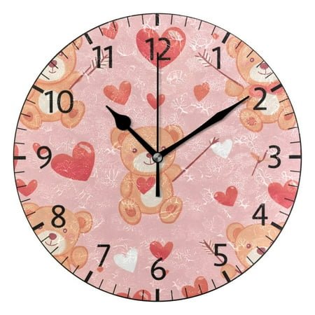 YAZAOO Decorative Wall Clock Size：25cm Cupid's Bears Design Pattern Clock
