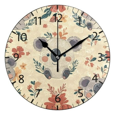 YAZAOO Decorative Wall Clock Size：25cm Koala Cuddles Design Pattern Clock