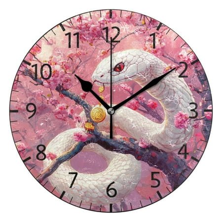 YAZAOO Decorative Wall Clock Size：25cm Serpent in Bloom Design Pattern Clock