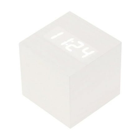 YJIN Alarm Clock LED Wooden Watch Table Voice Control Digital Wood Temperature Digital Bamboo Square Table Desktop Clocks