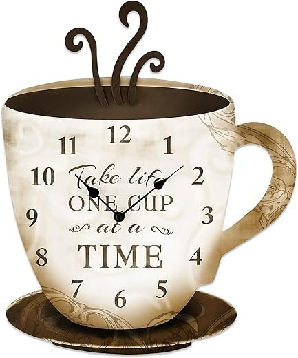 Young's Wood Take Life Coffee Wall Clock, 13.75",14098,Brown
