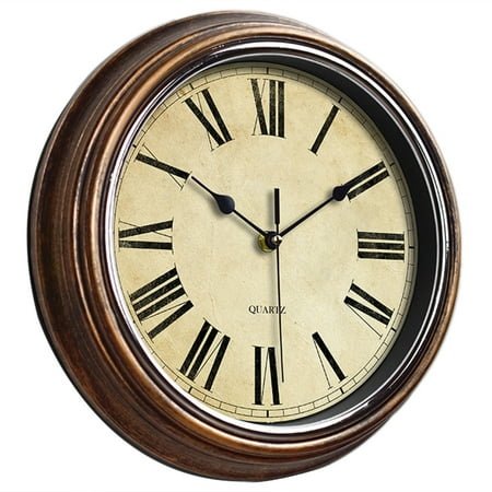 YROHGKPN 12in Retro Wall Clock Easy Reading Roman Numeral/Arabic Numeral Battery Powered