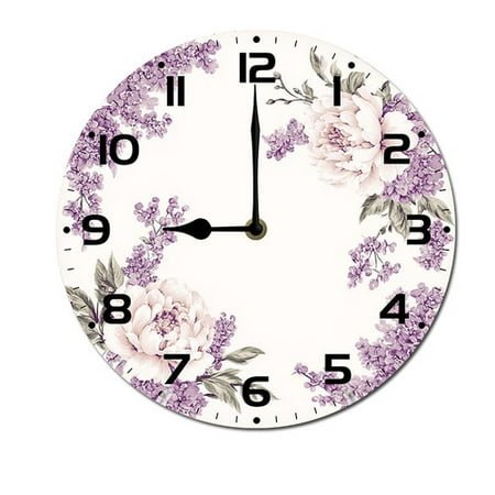 ZXCXRQFa Clock Rustic Floral Wall Clock Vintage Battery Operated Silent Non Ticking Round Wooden Wall Clocks Decorative for Kitchen Living Room Bedroom Office Garden Outdoor 12 Inch