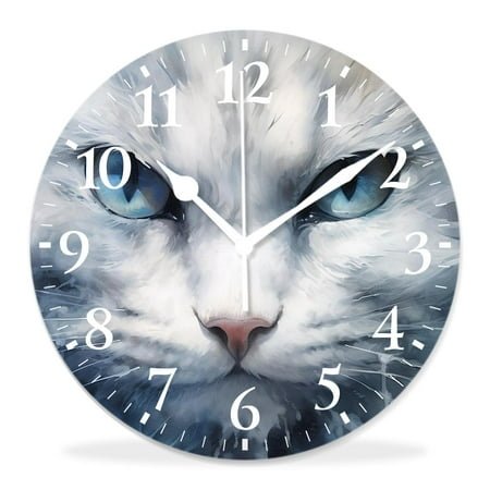 10 Inch Wall Clock Battery Operated Silent Clock Decorative for Office, Kitchen, Outdoor, Living Room，Navy Blue Kitty Paint with Distressed Color Picture