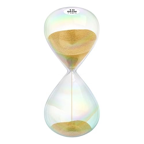 10 Minute Sand Timer Hourglass,10M Sand Clock with 5 Colored Glass,Large Gold Sand Watch 10 Min Hour Glass Sandglass for Home,Desk,Office Decorative