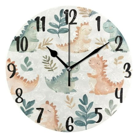 10 Quartz Indoor Wall Clock, Silent Mechanism Clock Cute Baby Dinosaurs