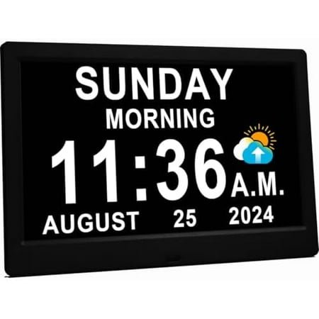 11.5 Inch Extra Large Digital Clock with 19 Alarms, Loud Talking Time, 20 Custom Reminders, Auto DST, 10-Level Auto Dimmer, Day Date Calendar Clock for Seniors Dementia Alzheimers', with Remote