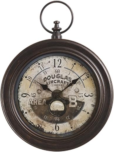 18 Silent Wall Clock, Vintage Pocket Watch Design, Non-Ticking Quartz Battery Operated Decorative Clock for Living Room, Home, Office, Dark Bronze