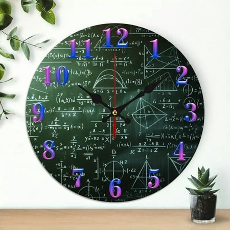 1 pc Mathematics equations triangles Theme Wall Clock, 10 inch Wood Wall Clock Great for Living Room, Kitchen, Dorm Decoration and Daily Practical Gift