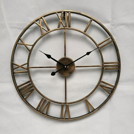 (1 set) Wrought iron wall clock-gold