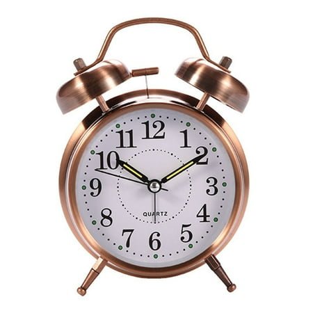 1x Bedside Alarm Clock with Twin Bell Vintage Battery Analogue Quartz Loud Alarm