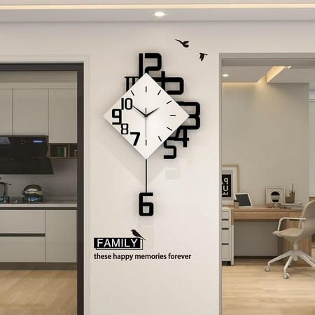 20 Art Deco Silent Quartz Wall Clock, Battery Powered