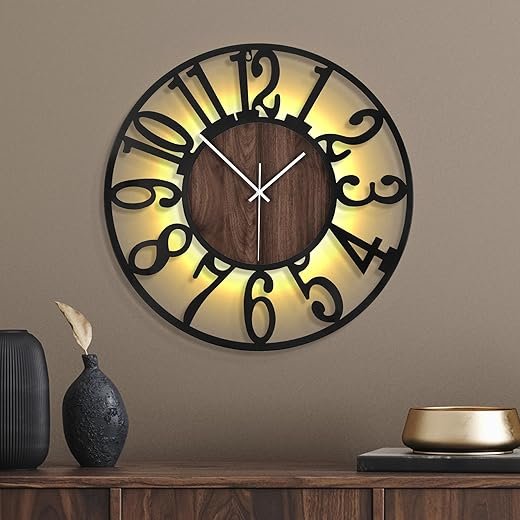 20 Inch Large Metal Wall Clock with Voice and Light Sensor Night Light, Glow in The Dark Non-Ticking Silent Battery Operated Decorative Oversized Wall Clock for Bedroom Living Room Decor