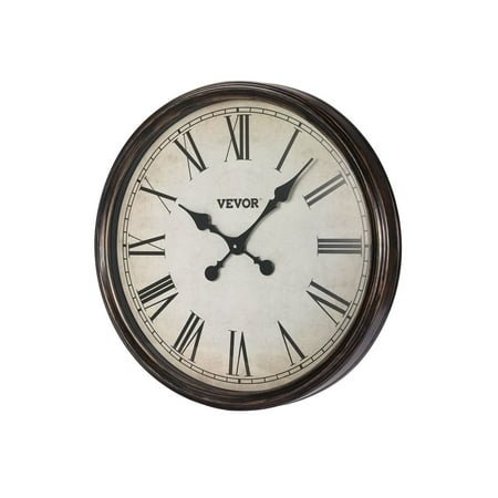 20 Inch Roman Numeral Wall Clock - Silent Battery Operated Vintage Clock for Living Room, Bedroom, Office - Elegant Home Decor & Gift