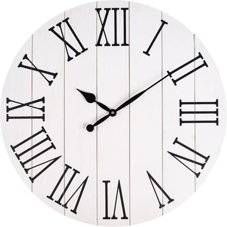 24 Inch Large Wall Clock, Farmhouse Clock Wall Decor for Bedroom Living Room, Vintage Silent Wall Clock Battery Operated