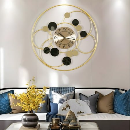 24 Large 3D Morden Wall Clock Battery Operated Metal Clock Watch Silent Non-Ticking for Home Living Room Bedroom Office Art Creative Decor