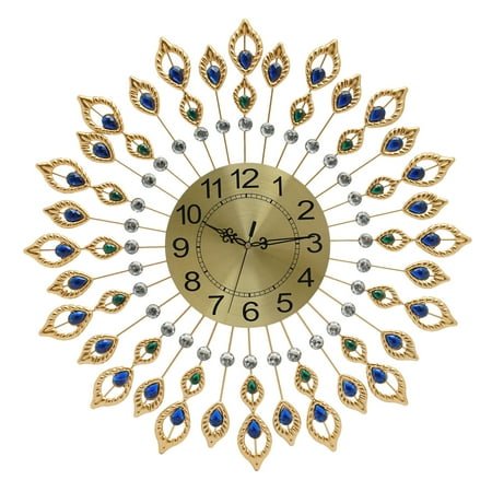 26.4'' Battery Powered Gold Wall Clock 3D Large Wall Clock Metal Watch Art Design Home Living Room Decor 26.38x26.38x1.18in