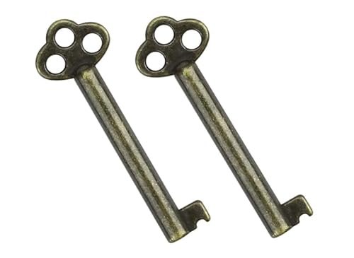 2 Pack Antique Hollow Skeleton Keys KY-6,Universal Skeleton Key Replacement for Vintage Furniture,China Cabinets,Grandfather Clocks
