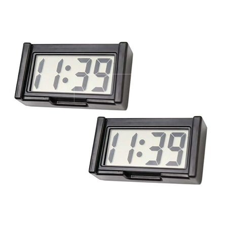 2pc Small Digital Clock， With LED Time & Day Display，Mini Automotive Small Digital Clock Battery Operated For Desktop Nightstand Pocket Car Truck Dashboard & Air Vent
