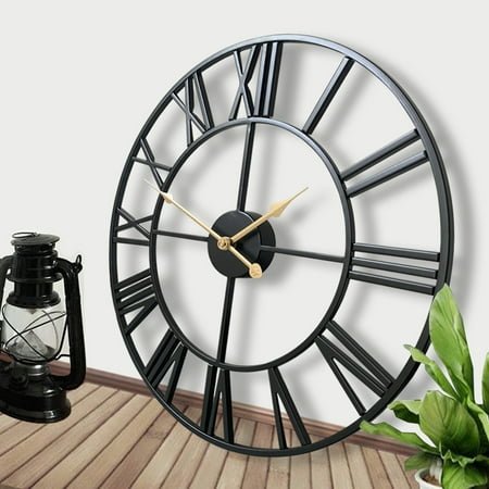 30inch Black Classic Iron Wall Clock, Silent Home Decor Perfect for Living Room, Kitchen, Study, Office, Corridor, Garden, Ideal Festival Gift
