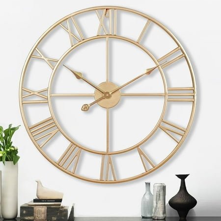 30 Inch Large Wall Clock Modern, Oversized Roman Numeral Decorative Black Metal Wall Clock for Living Room Decor,House Warming Gifts New Home