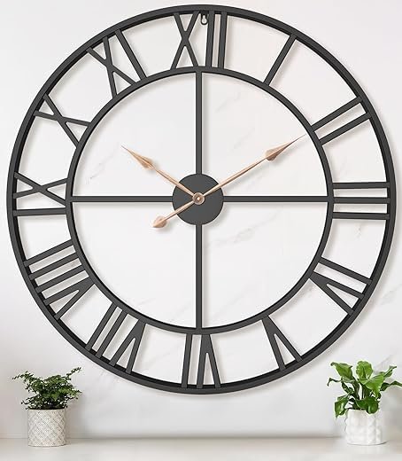 36 Inch Extra Oversized Large Giant Modern Decorative Wall Clock,Vintage Industrial Farmhouse Black Metal Big Roman Numeral Large Clocks for Living Room Decor,Entrance Fireplace,Dinng Room