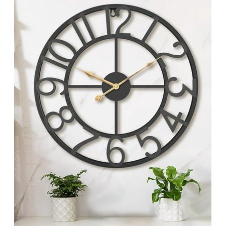 36 Inch Extra Oversized Large Giant Modern Decorative Wall Clock,Vintage Industrial Farmhouse Black Metal Big Arabic Numerals Large Clocks for Living Room Decor,Entrance Fireplace,Dining Room