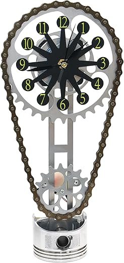 3D Metal Edition Rotating Gear Clock, Creative Timing Chain Clock, Vintage Statue Timing Chain, Retro Design for Home Office &Dormitories, Schools Gifts