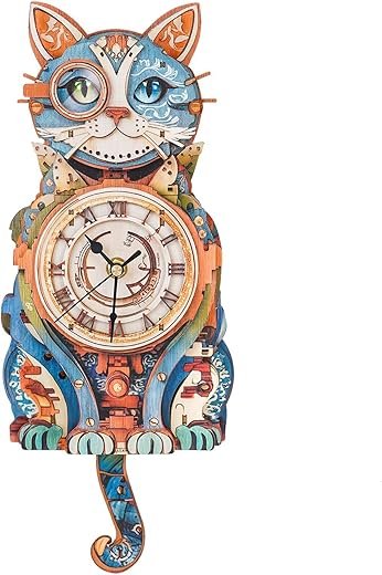 3D Puzzles for Adults, Cute Cat Clock 3D Wooden Puzzles Cat Puzzle Clock Kits for DIY Christmas Birthday Gift for Women Men Home Decor Holiday