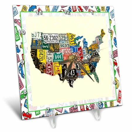 3dRose, License Plate Game, 6x6 Desk Clock