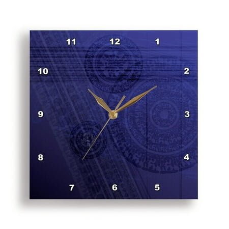3dRose, Prosperity – Indigo Meditation Medallion, 10x10 Wall Clock