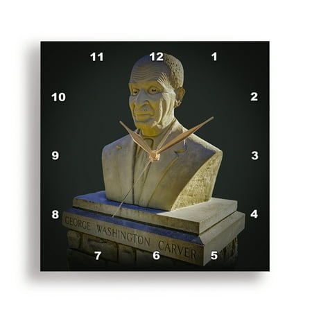 3dRose, Statue Bust of George Washington Carver from His Memorial, 15x15 Wall Clock