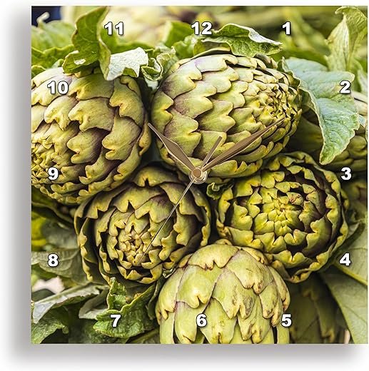 3dRose Wall Clock Silent - 13 inch - Artichokes for Sale at The Market. - Vegetables