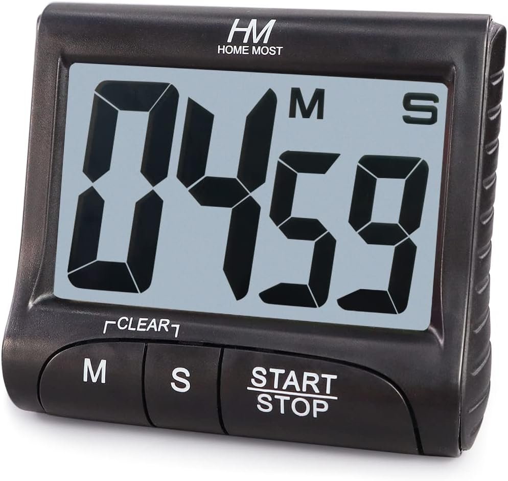 3 Large Display Kitchen Timer - Digital Timer Magnetic Back Loud Alarm On A Rope- Black Cooking Timers For Kitchen Teachers Students Games Kids Meetings -Sports Timers For Workouts Exercise