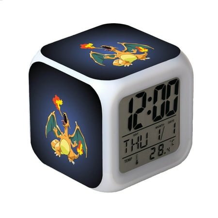 3＂LED Alarm Clock Cute Cartoon Anime Pattern Desk Table Glowing Electronic Colorful Digital Clock for Girl Boy Kids Children Bedroom Toy Birthday Present Gift