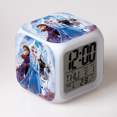 3＂LED Alarm Clock Frozen Pattern Desk Table Glowing Electronic Colorful Digital Clock for Girl Boy Kids Children Bedroom Toy Birthday Present Gift