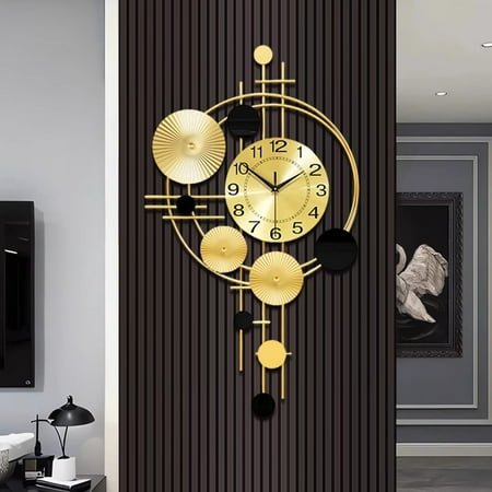 45cm/17.7-InchA Large Modern Minimalist Metal And Iron Creative Wall Clock for Dining Rooms And Offices, Serving As Wall Decor, Crafts, Home Decoration, And Suitable for Christmas, Halloween, And New