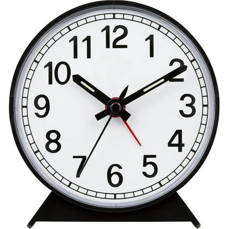 4.5H×4.0W×2.0D Wind-Up Alarm Clock - Black Analog, No Batteries Needed with Glow Numerals