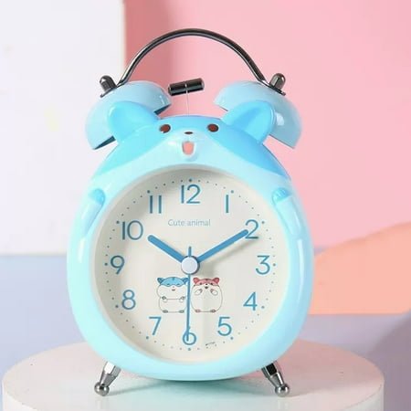 4 Alarm Clock, Twin Bell Silent Non-Ticking Battery Operated Extra Loud with Night Light, for Bedside Table Desk
