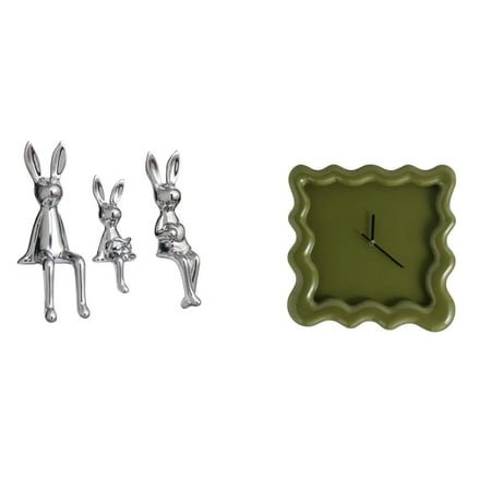 4 Pieces Figurine Sculpture Sitting Statue Wall Clock Ceramic Modern Decor for Living Room Bedroom Cabinet Study